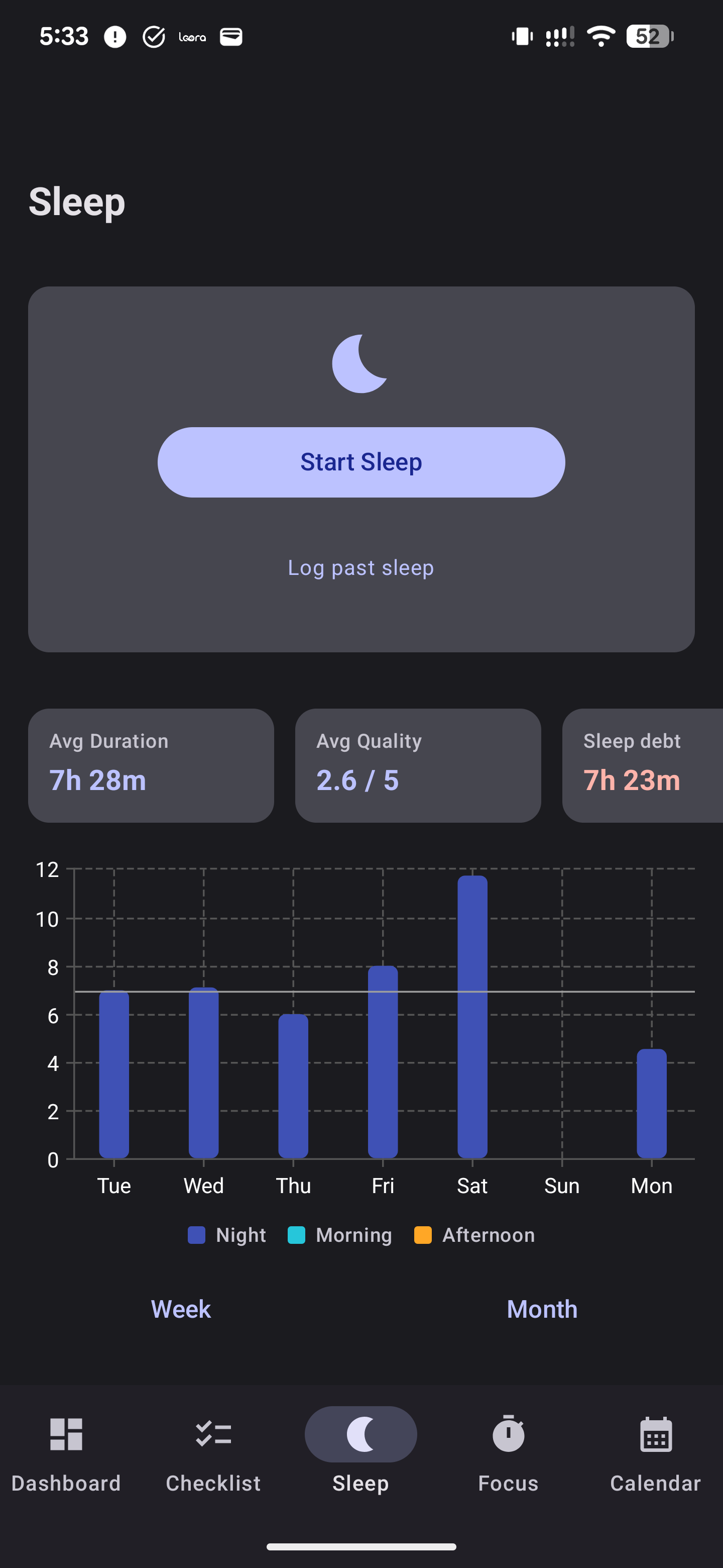 Sleep screen